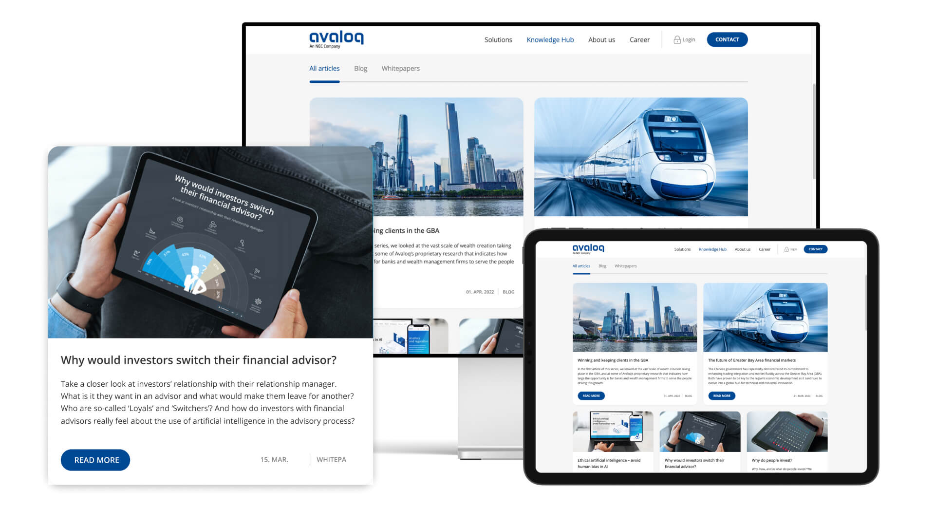 Avaloq Knowledge Hub mit Artikel