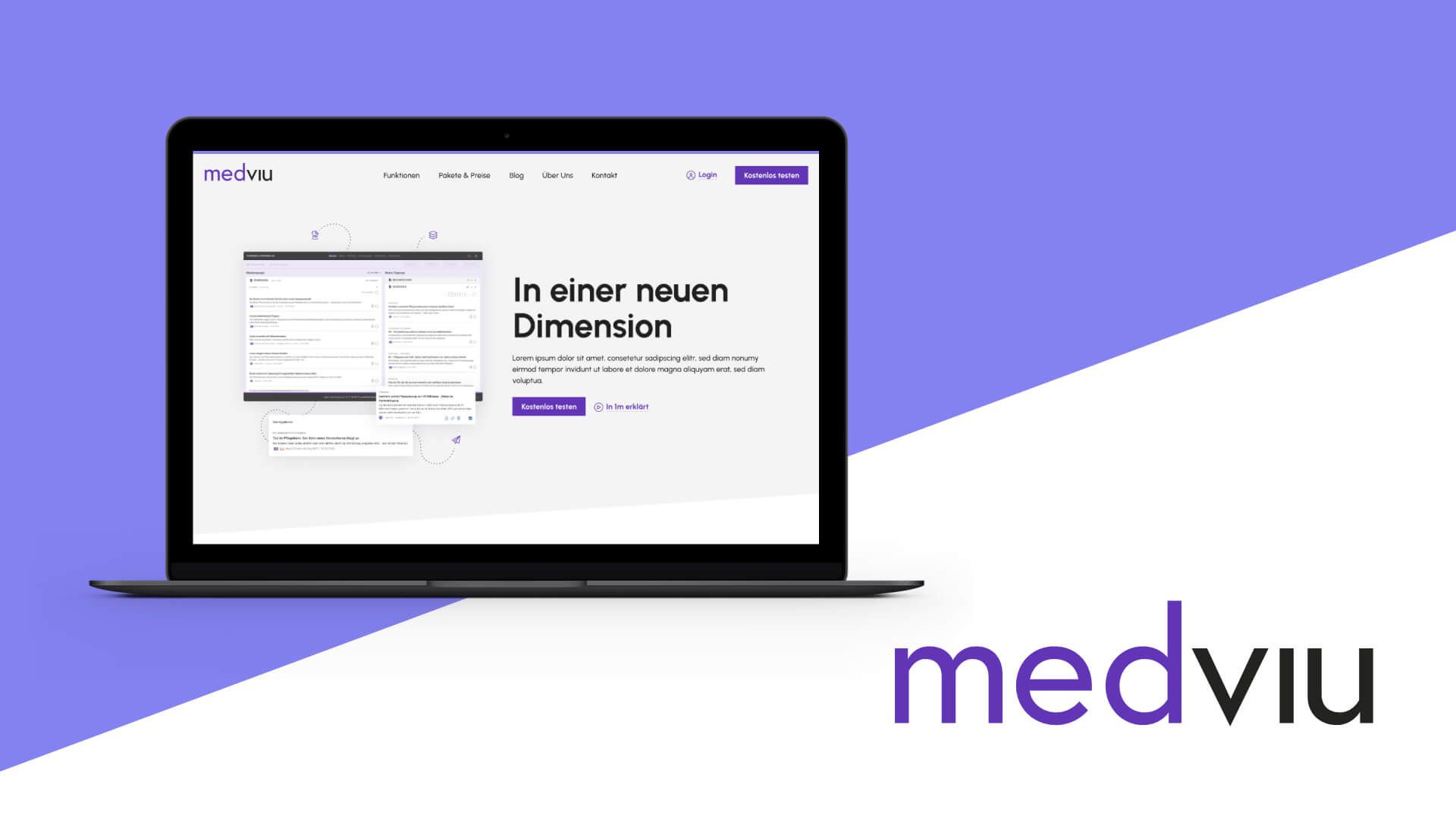 Medviu Landing page auf Laptop